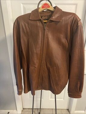 Wilson’s Men's Brown Leather Zip-Front Jacket size M